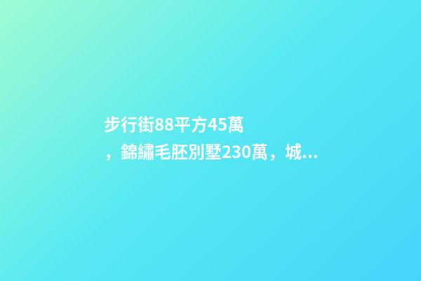 步行街88平方45萬，錦繡毛胚別墅230萬，城南自建房273平帶院165萬